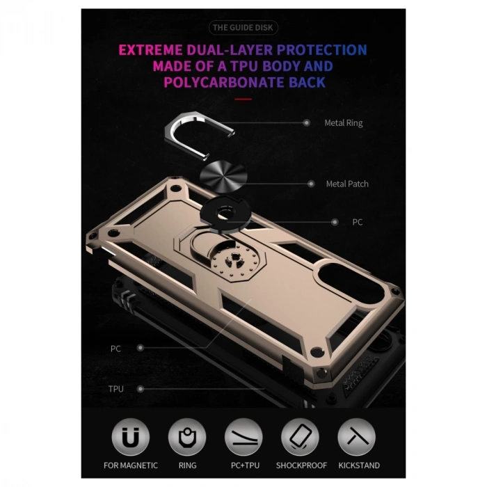 Samsung Galaxy A02 Kılıf Sofya Yüzüklü Silikon Kapak - Gold