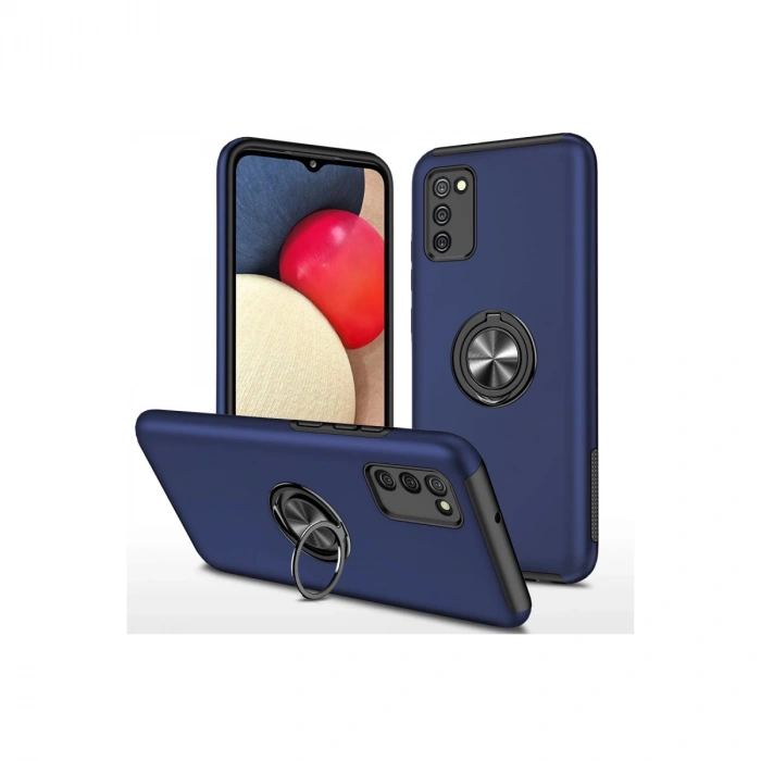 Samsung Galaxy A02s Kılıf Elit Yüzüklü Kapak - Lacivert