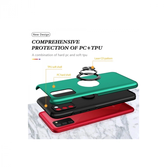 Samsung Galaxy A02s Kılıf Elit Yüzüklü Kapak - Yeşil