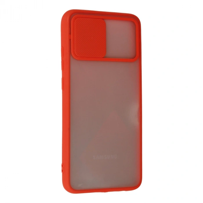 Samsung Galaxy A02s Kılıf Palm Buzlu Kamera Sürgülü Silikon - Kırmızı