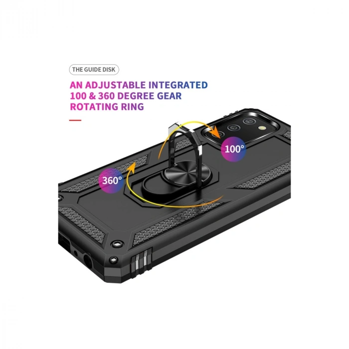 Samsung Galaxy A02s Kılıf Sofya Yüzüklü Silikon Kapak - Siyah