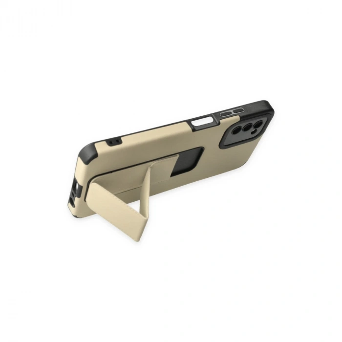 Samsung Galaxy A03s Kılıf Mega Standlı Silikon - Gold