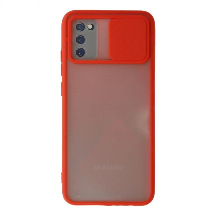 Samsung Galaxy A03s Kılıf Palm Buzlu Kamera Sürgülü Silikon - Kırmızı
