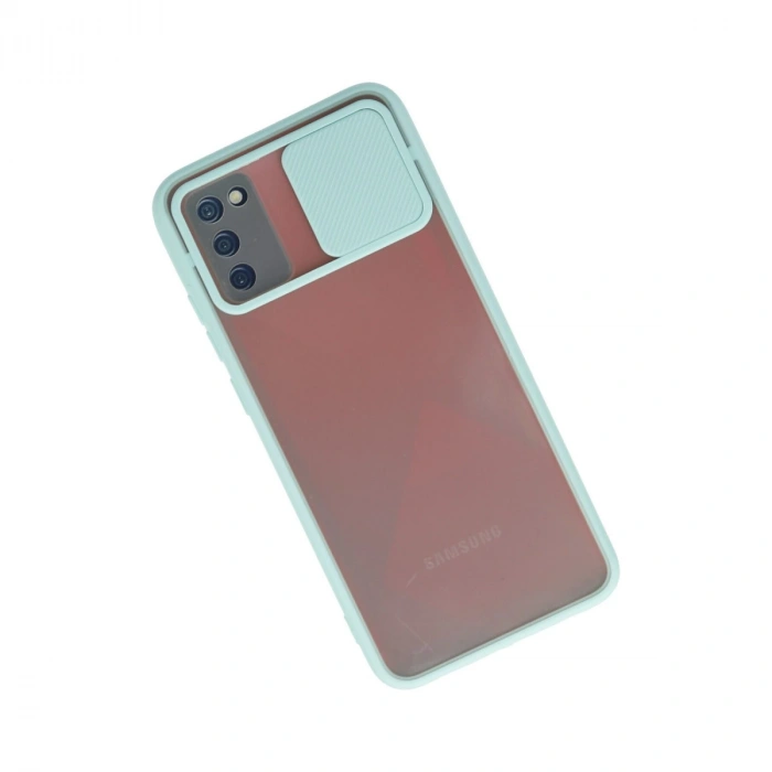 Samsung Galaxy A03s Kılıf Palm Buzlu Kamera Sürgülü Silikon - Turkuaz