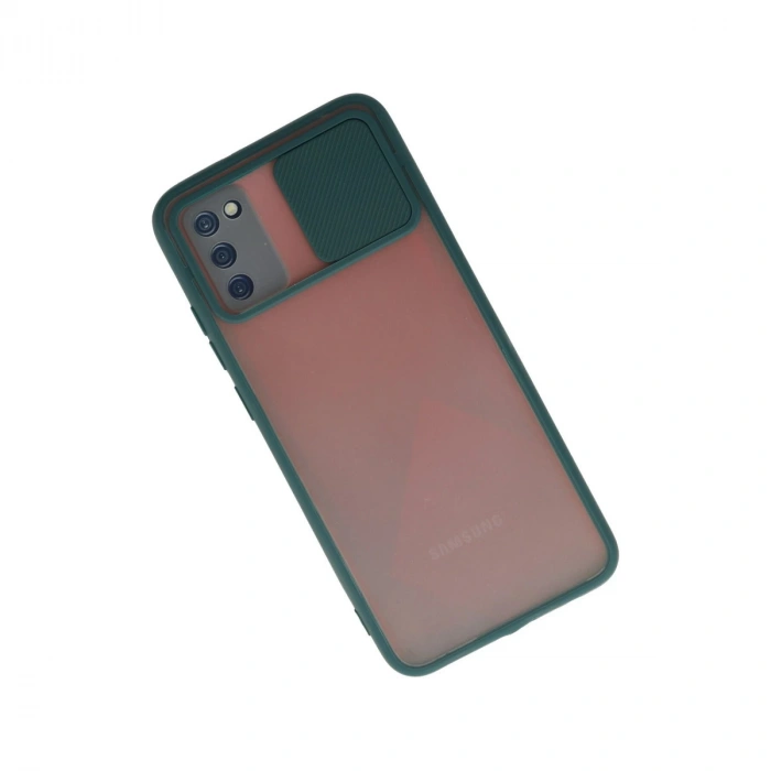 Samsung Galaxy A03s Kılıf Palm Buzlu Kamera Sürgülü Silikon - Yeşil