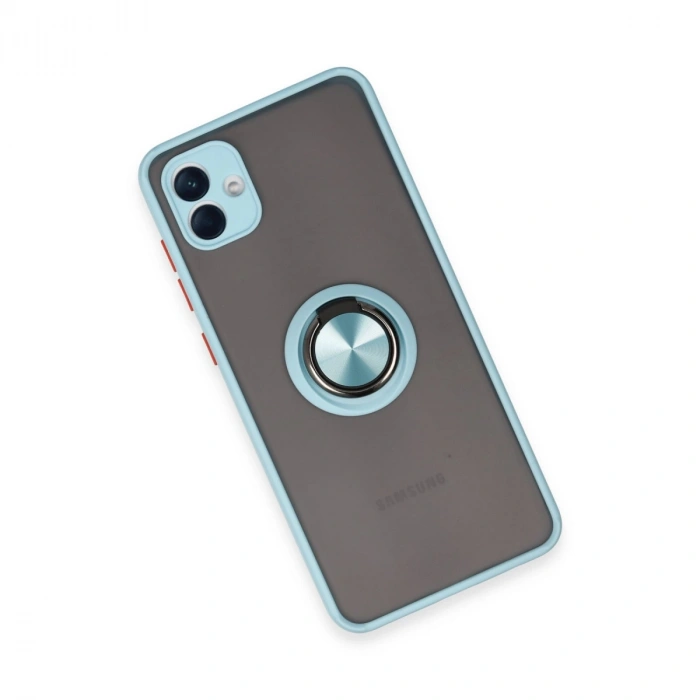 Samsung Galaxy A04 Kılıf Montreal Yüzüklü Silikon Kapak - Buz Mavi