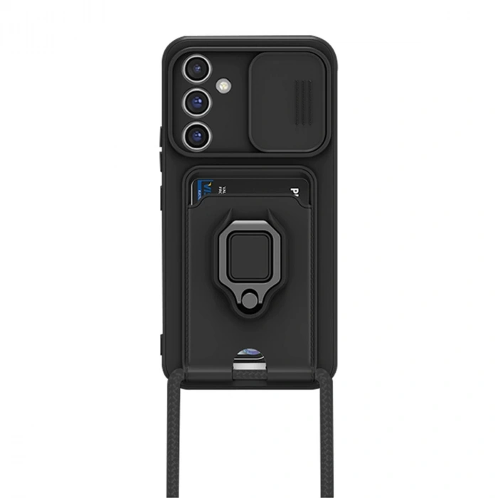 Samsung Galaxy A05s Kılıf Zuma Kartvizitli Yüzüklü Silikon - Siyah