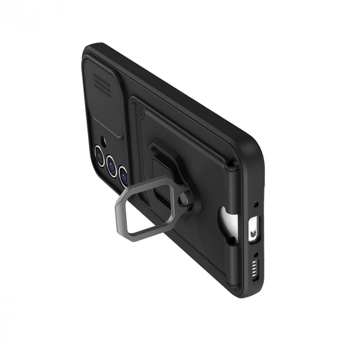 Samsung Galaxy A05s Kılıf Zuma Kartvizitli Yüzüklü Silikon - Siyah