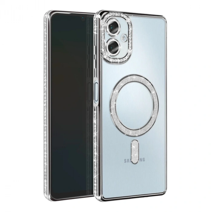 Samsung Galaxy A06 Joke Simli Magneticsafe Kılıf - Gümüş