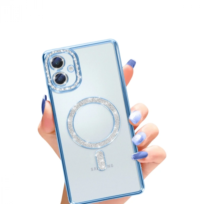 Samsung Galaxy A06 Joke Simli Magneticsafe Kılıf - Mavi