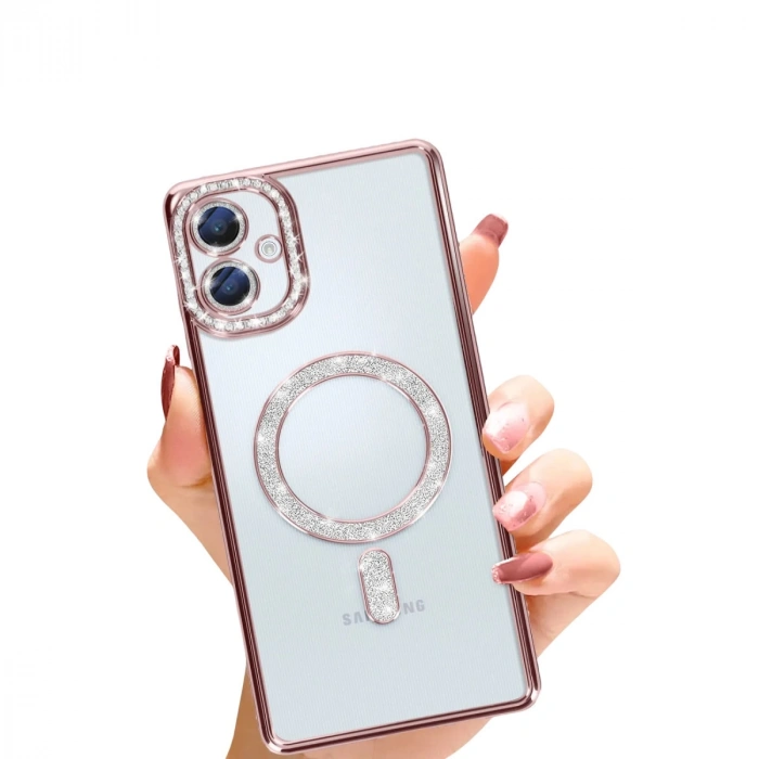 Samsung Galaxy A06 Joke Simli Magneticsafe Kılıf - Pembe