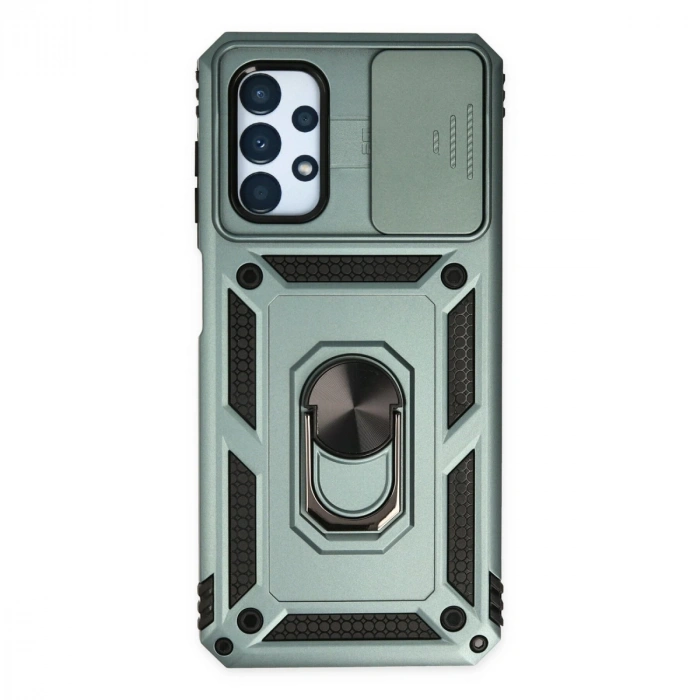 Samsung Galaxy A13 4g Kılıf Pars Lens Yüzüklü Silikon - Yeşil