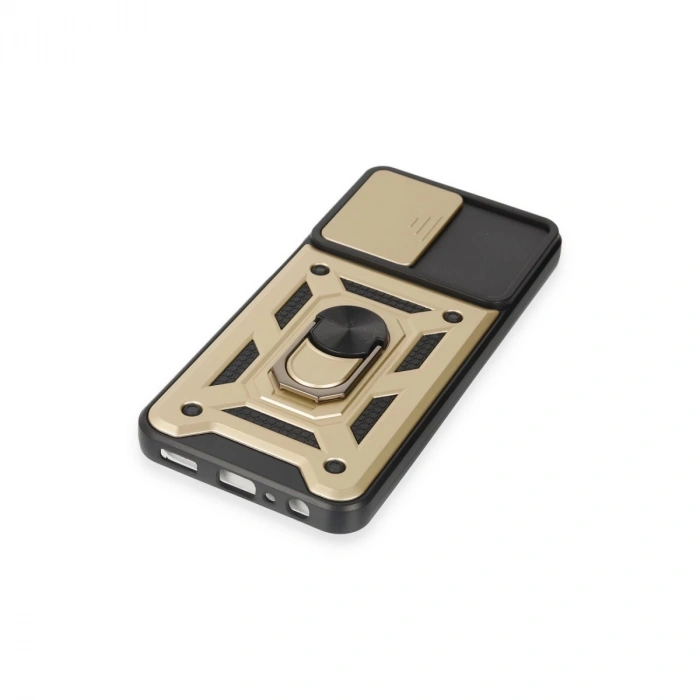 Samsung Galaxy A14 4g Kılıf Pars Lens Yüzüklü Silikon - Gold