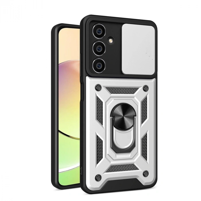 Samsung Galaxy A15 4g Kılıf Pars Lens Yüzüklü Silikon - Gümüş