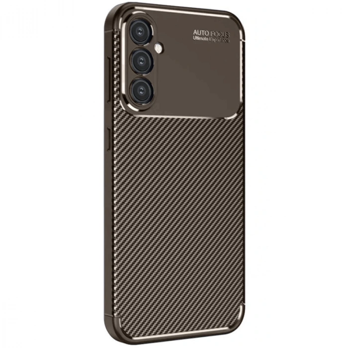 Samsung Galaxy A16 5g Kılıf Auto Focus Karbon Kapak - Kahverengi