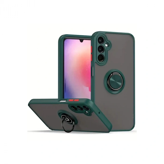 Samsung Galaxy A16 5g Kılıf Montreal Yüzüklü Silikon Kapak - Yeşil