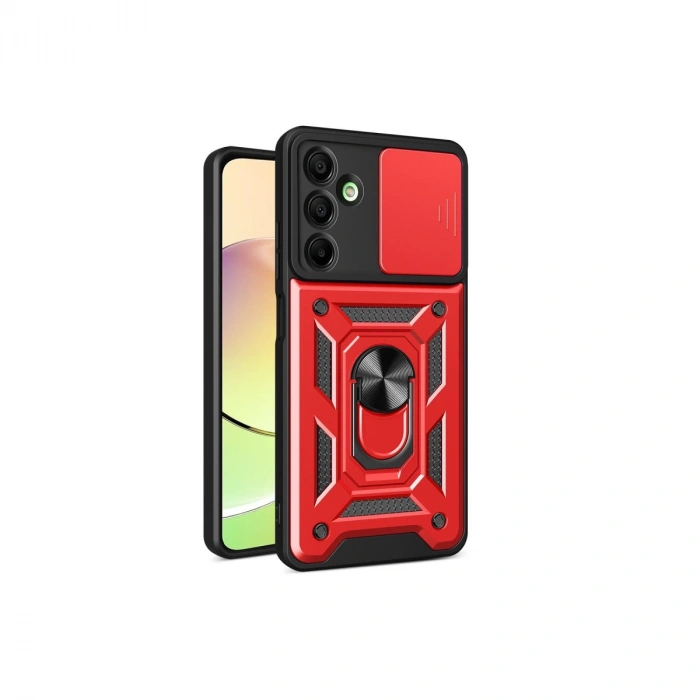 Samsung Galaxy A16 5g Kılıf Pars Lens Yüzüklü Silikon - Kırmızı