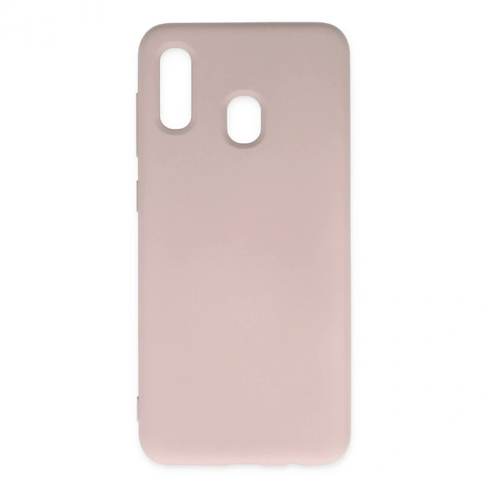 Samsung Galaxy A20 Kılıf Nano İçi Kadife Silikon - Pudra