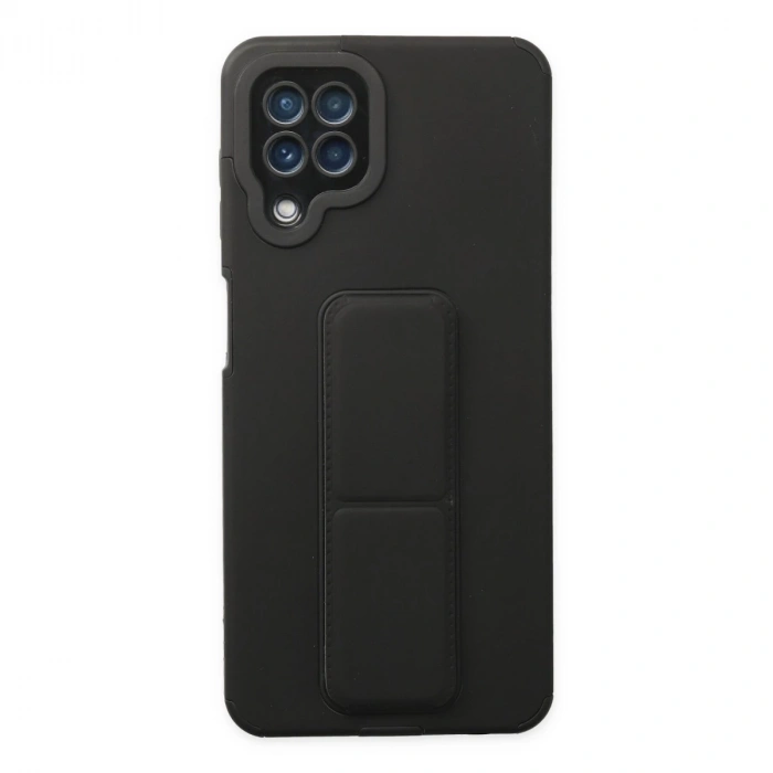 Samsung Galaxy A22 Kılıf Mega Standlı Silikon - Siyah