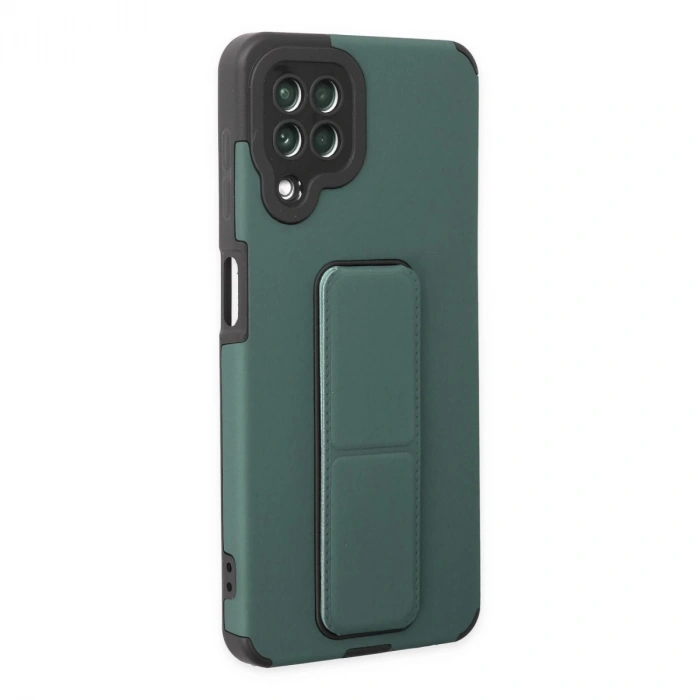 Samsung Galaxy A22 Kılıf Mega Standlı Silikon - Yeşil