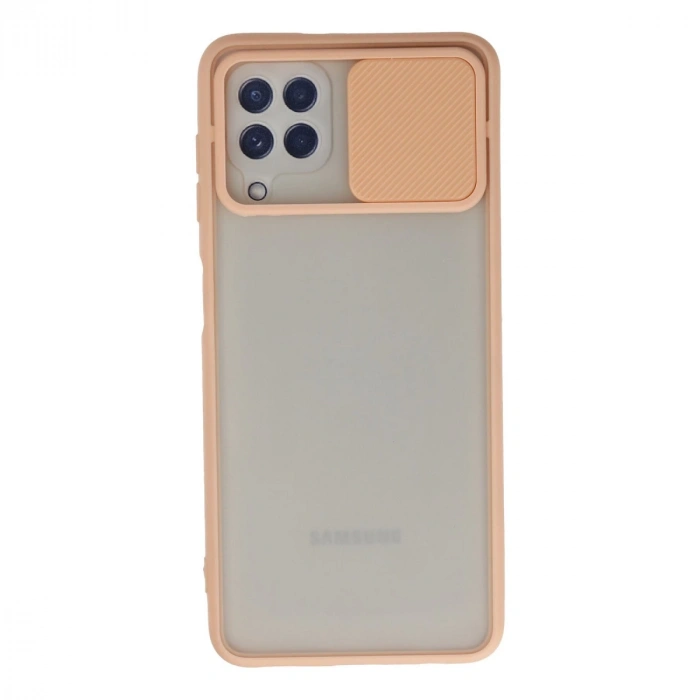 Samsung Galaxy A22 Kılıf Palm Buzlu Kamera Sürgülü Silikon - Pembe
