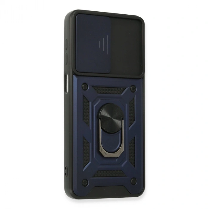 Samsung Galaxy A22 Kılıf Pars Lens Yüzüklü Silikon - Lacivert