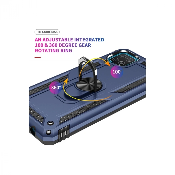 Samsung Galaxy A22 Kılıf Sofya Yüzüklü Silikon Kapak - Lacivert