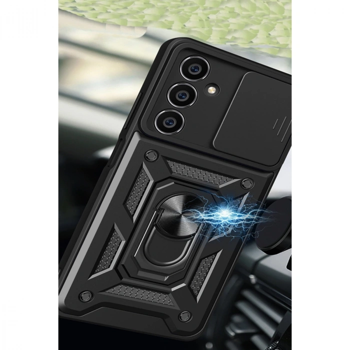 Samsung Galaxy A25 5g Kılıf Pars Lens Yüzüklü Silikon - Siyah