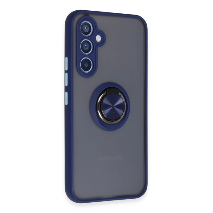 Samsung Galaxy A34 5g Kılıf Montreal Yüzüklü Silikon Kapak - Lacivert
