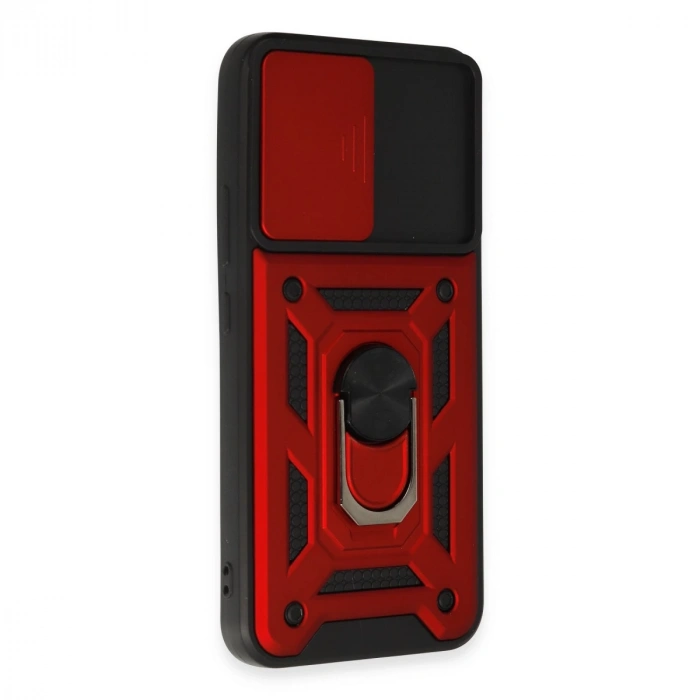 Samsung Galaxy A34 5g Kılıf Pars Lens Yüzüklü Silikon - Kırmızı