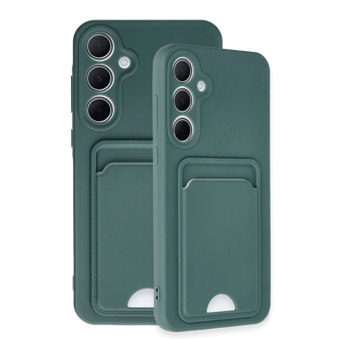 Samsung Galaxy A35 5g Kılıf Kelvin Kartvizitli Silikon - Koyu Yeşil