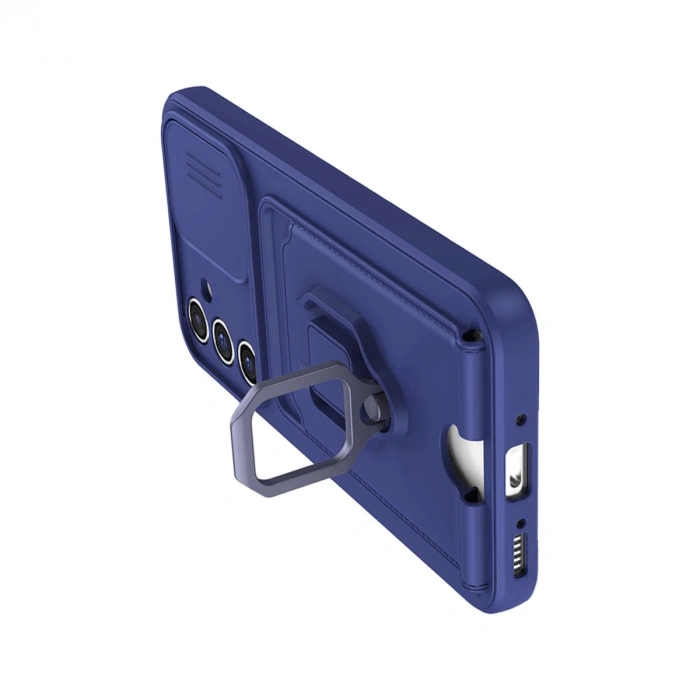 Samsung Galaxy A36 Kılıf Zuma Kartvizitli Yüzüklü Silikon - Lacivert