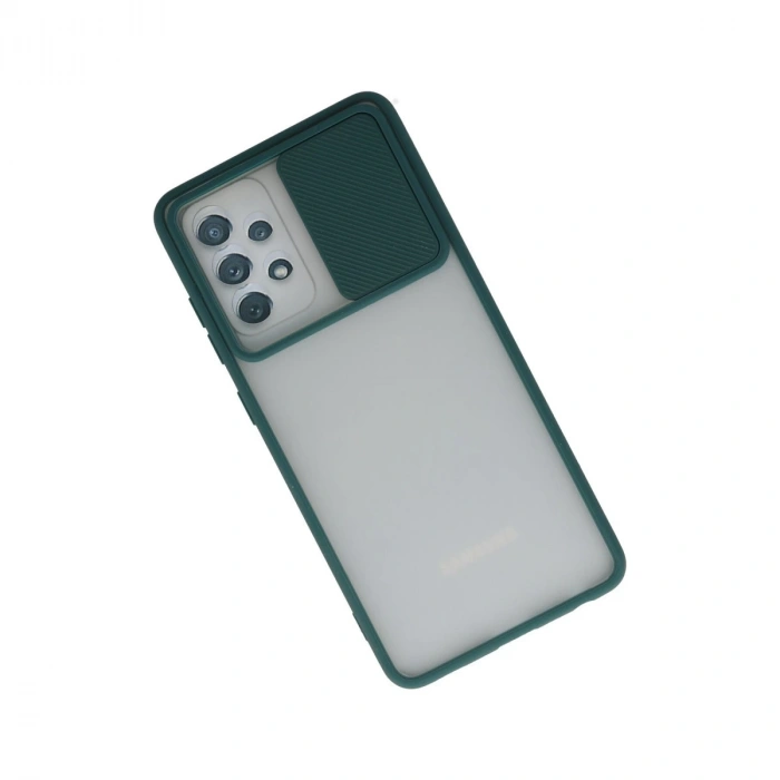 Samsung Galaxy A52 Kılıf Palm Buzlu Kamera Sürgülü Silikon - Yeşil