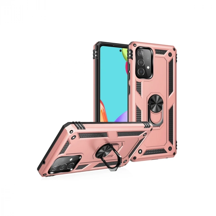 Samsung Galaxy A52 Kılıf Sofya Yüzüklü Silikon Kapak - Rose