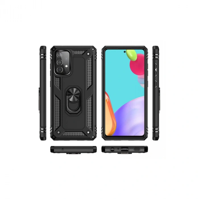 Samsung Galaxy A52 Kılıf Sofya Yüzüklü Silikon Kapak - Siyah