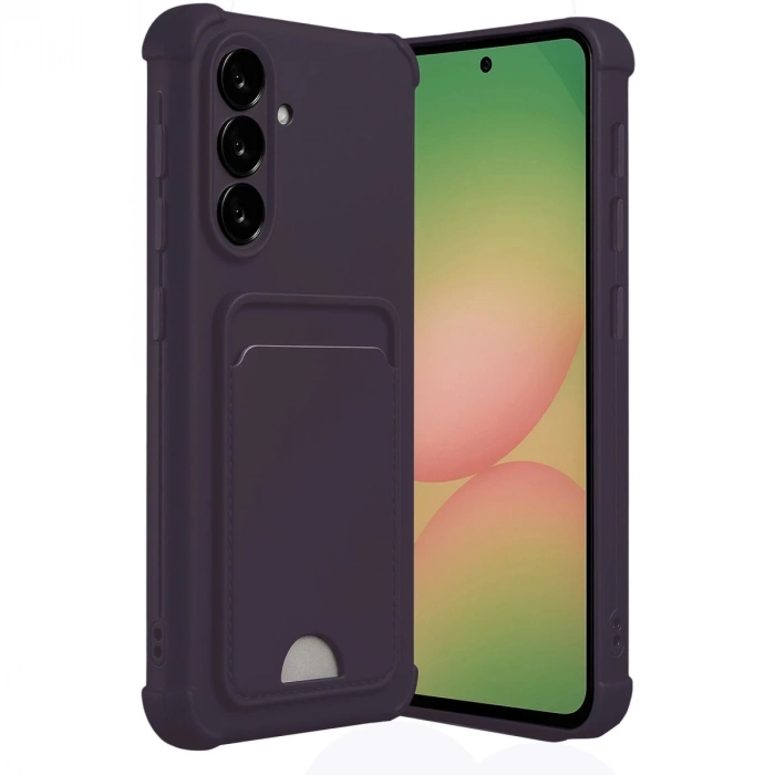 Samsung Galaxy A55 5g Kılıf Kelvin Kartvizitli Silikon - Derin Mor