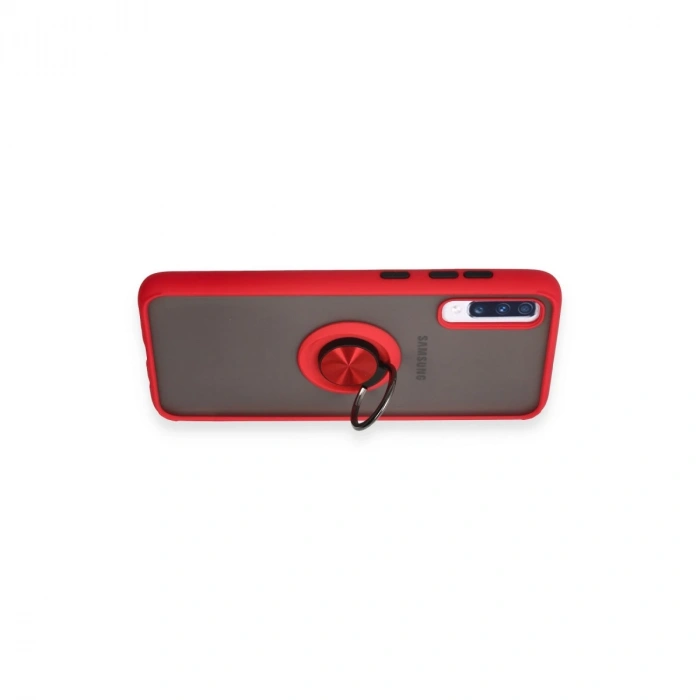 Samsung Galaxy A70 Kılıf Montreal Yüzüklü Silikon Kapak - Kırmızı