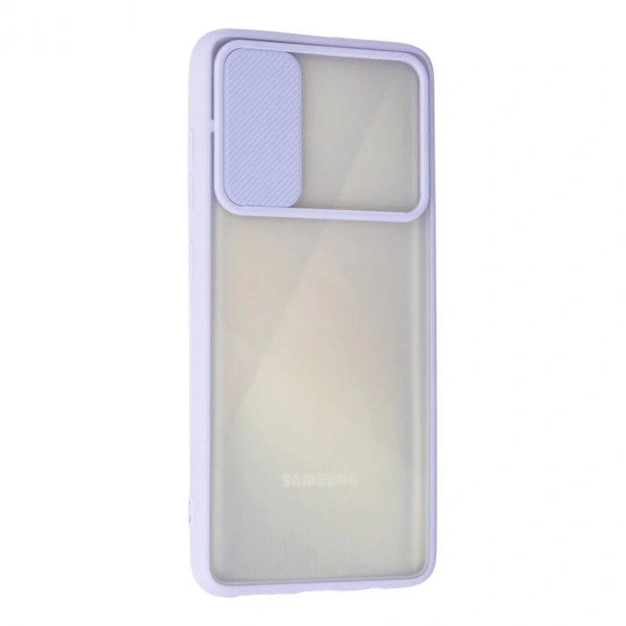 Samsung Galaxy A71 Kılıf Palm Buzlu Kamera Sürgülü Silikon - Lila