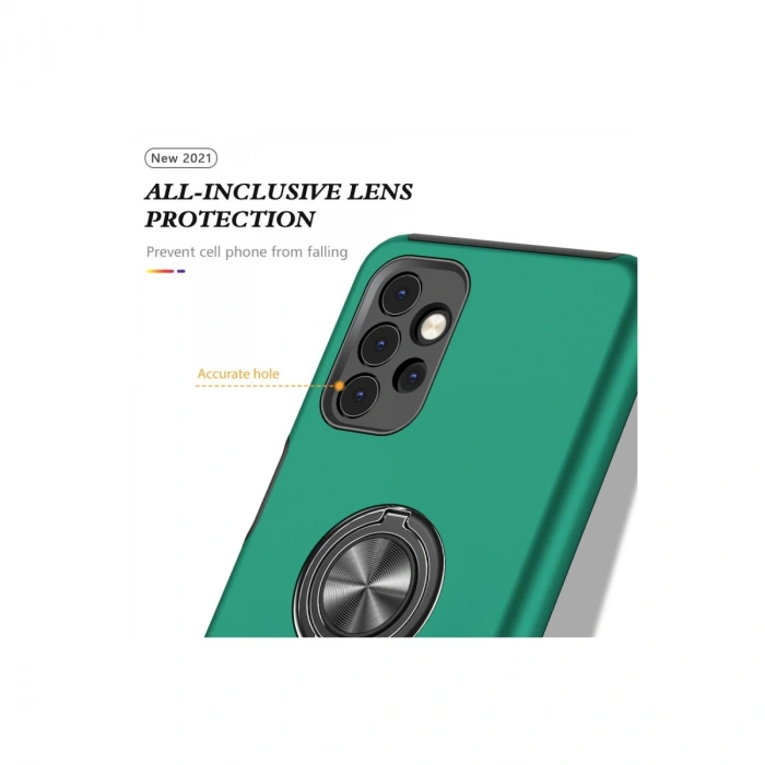 Samsung Galaxy A72 Kılıf Elit Yüzüklü Kapak - Yeşil