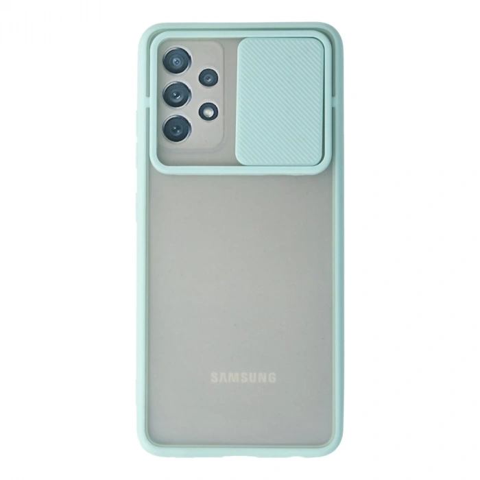 Samsung Galaxy A72 Kılıf Palm Buzlu Kamera Sürgülü Silikon - Turkuaz