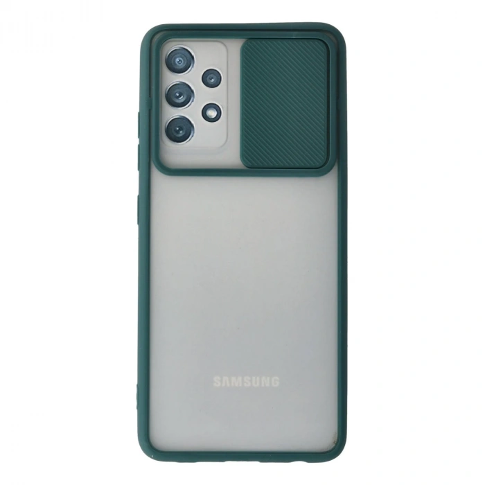 Samsung Galaxy A72 Kılıf Palm Buzlu Kamera Sürgülü Silikon - Yeşil