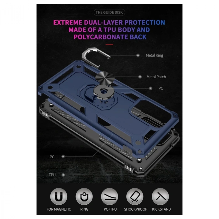 Samsung Galaxy A72 Kılıf Sofya Yüzüklü Silikon Kapak - Lacivert