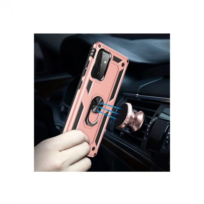 Samsung Galaxy A72 Kılıf Sofya Yüzüklü Silikon Kapak - Rose