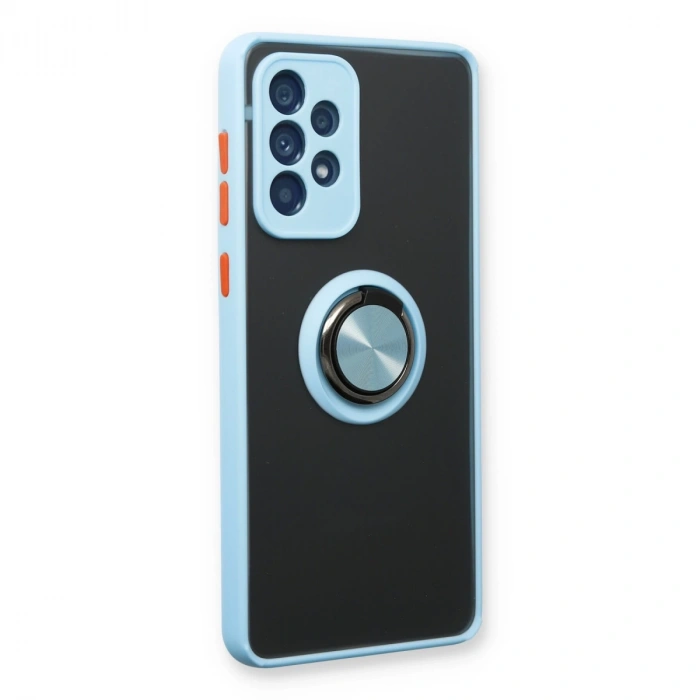 Samsung Galaxy A73 5g Kılıf Montreal Yüzüklü Silikon Kapak - Buz Mavi