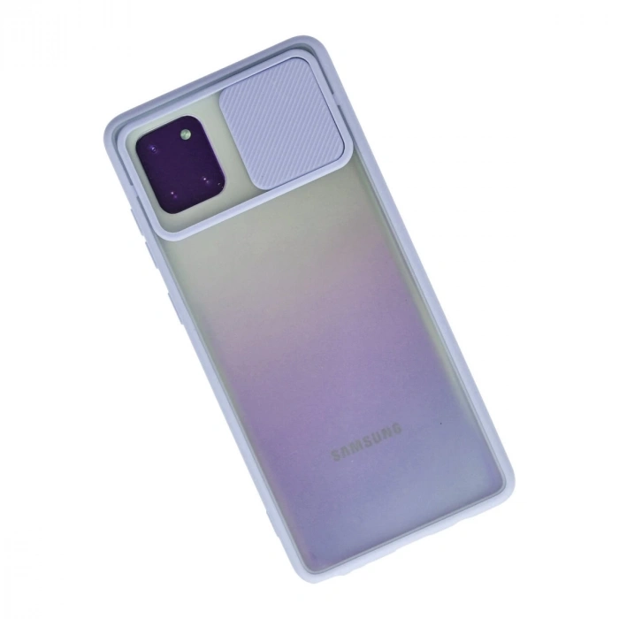 Samsung Galaxy A81 / Note 10 Lite Kılıf Palm Buzlu Kamera Sürgülü Silikon - Lila
