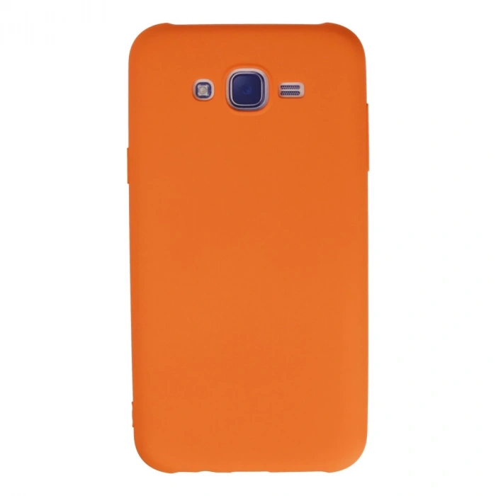 Samsung Galaxy J7 Kılıf Nano İçi Kadife Silikon - Turuncu