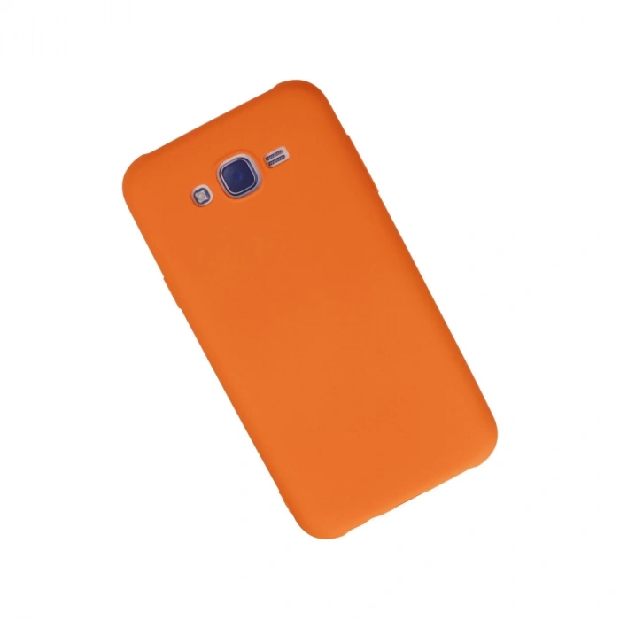 Samsung Galaxy J7 Kılıf Nano İçi Kadife Silikon - Turuncu