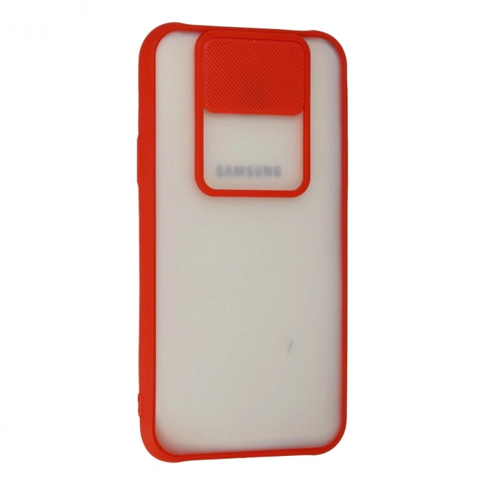 Samsung Galaxy J7 Kılıf Palm Buzlu Kamera Sürgülü Silikon - Kırmızı