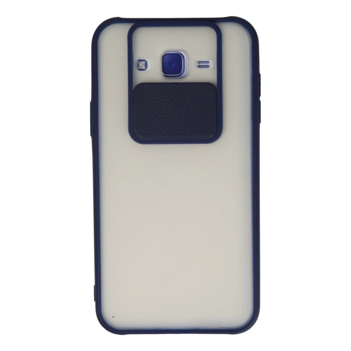 Samsung Galaxy J7 Kılıf Palm Buzlu Kamera Sürgülü Silikon - Lacivert