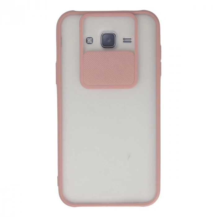 Samsung Galaxy J7 Kılıf Palm Buzlu Kamera Sürgülü Silikon - Pembe